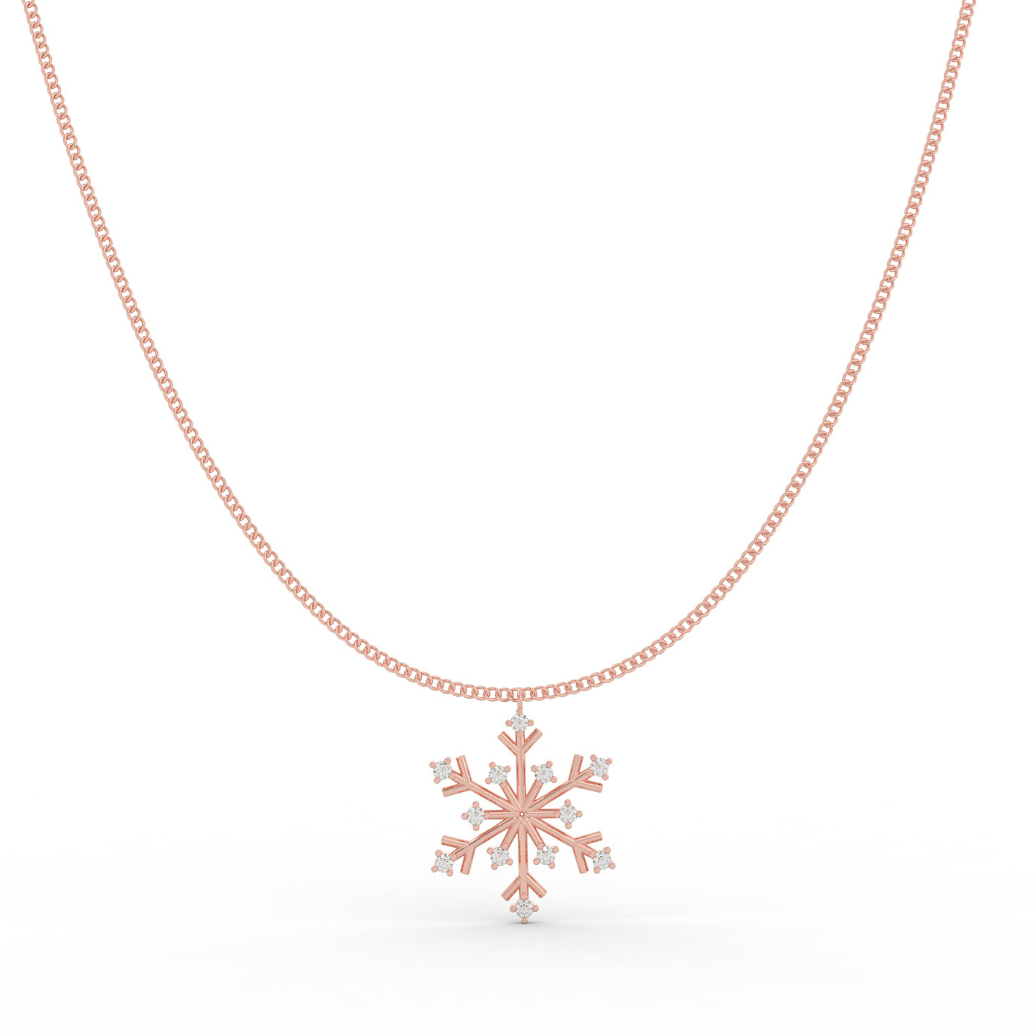 Crystal Snowflake Charm Pendant With Chain - Hallmarked 925 Sterling Silver